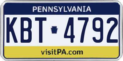 PA license plate KBT4792
