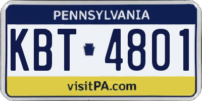 PA license plate KBT4801