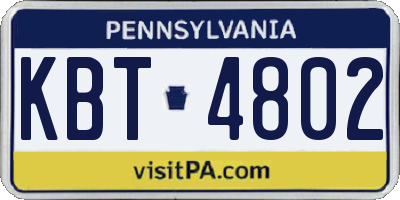 PA license plate KBT4802