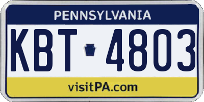 PA license plate KBT4803