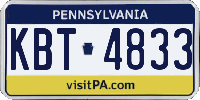 PA license plate KBT4833
