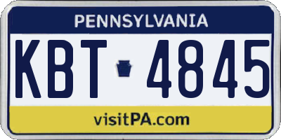 PA license plate KBT4845