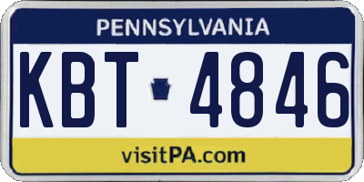 PA license plate KBT4846
