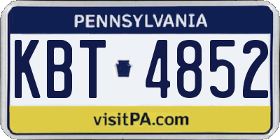 PA license plate KBT4852