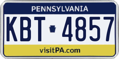 PA license plate KBT4857