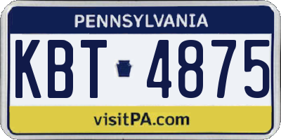 PA license plate KBT4875