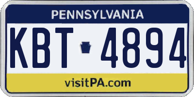 PA license plate KBT4894