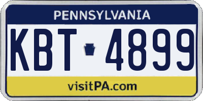 PA license plate KBT4899
