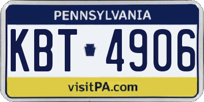 PA license plate KBT4906
