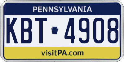 PA license plate KBT4908