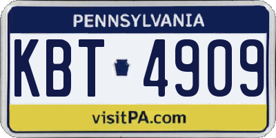 PA license plate KBT4909