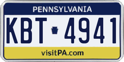 PA license plate KBT4941