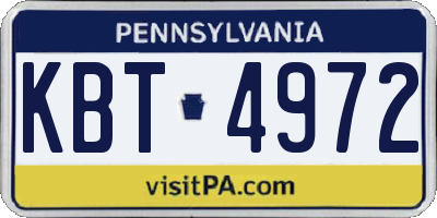 PA license plate KBT4972