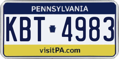 PA license plate KBT4983