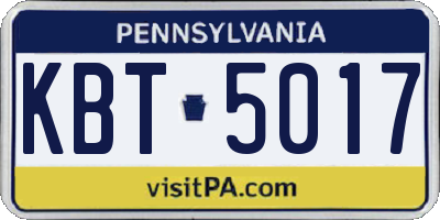 PA license plate KBT5017