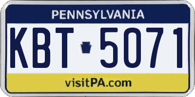 PA license plate KBT5071