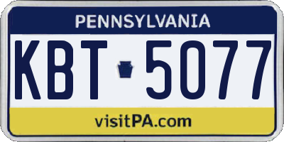 PA license plate KBT5077