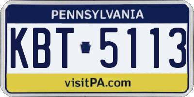 PA license plate KBT5113