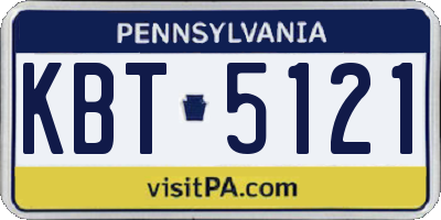 PA license plate KBT5121