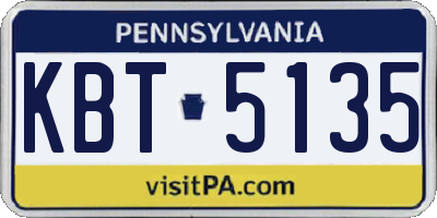 PA license plate KBT5135