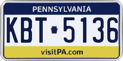 PA license plate KBT5136