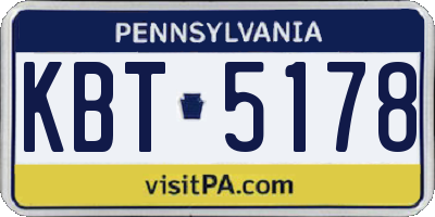 PA license plate KBT5178
