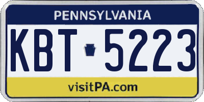 PA license plate KBT5223