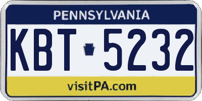 PA license plate KBT5232