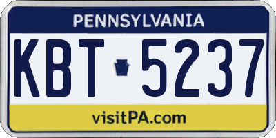 PA license plate KBT5237