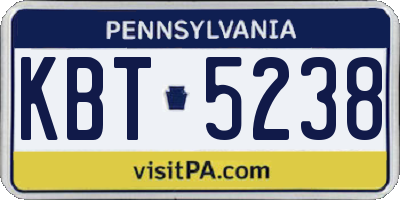 PA license plate KBT5238