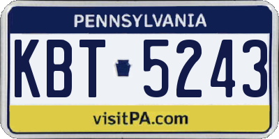 PA license plate KBT5243