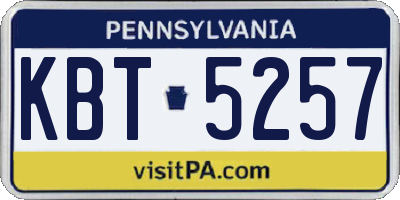 PA license plate KBT5257
