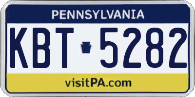 PA license plate KBT5282