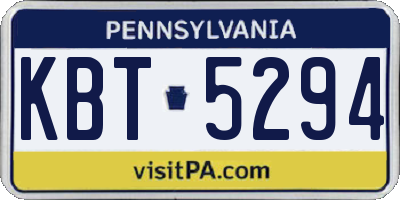 PA license plate KBT5294