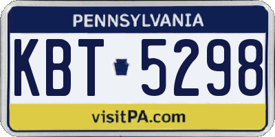 PA license plate KBT5298