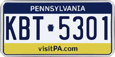 PA license plate KBT5301