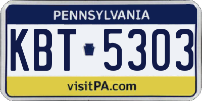 PA license plate KBT5303