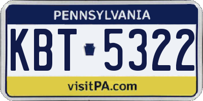 PA license plate KBT5322
