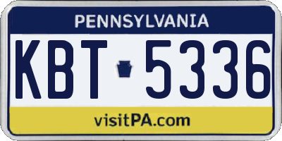 PA license plate KBT5336