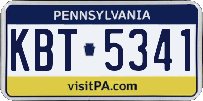 PA license plate KBT5341