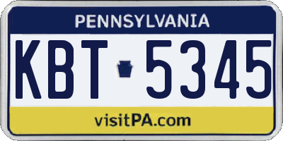 PA license plate KBT5345