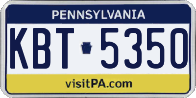 PA license plate KBT5350
