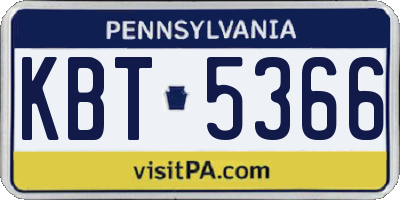 PA license plate KBT5366