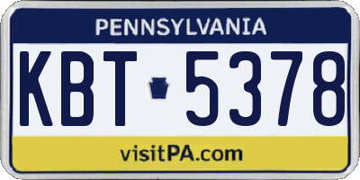 PA license plate KBT5378