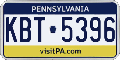 PA license plate KBT5396