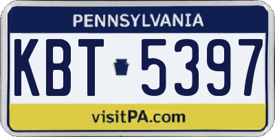 PA license plate KBT5397