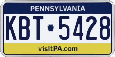 PA license plate KBT5428