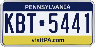 PA license plate KBT5441