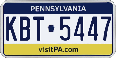 PA license plate KBT5447