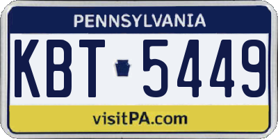 PA license plate KBT5449